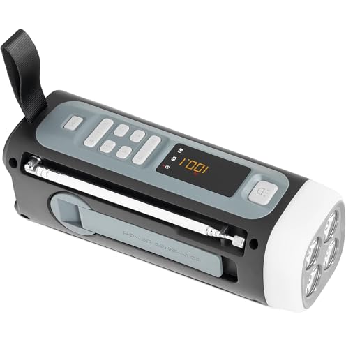 TechniSat Viola Kurbelradio – Notfallradio mit Solar und Kurbel, 4500 mAh Akku, UKW/FM, Bluetooth, Lautsprecher, LED Taschenlampe, SOS Alarm, Powerbankfunktion, mit USB, Blackout, Notfallausrüstung