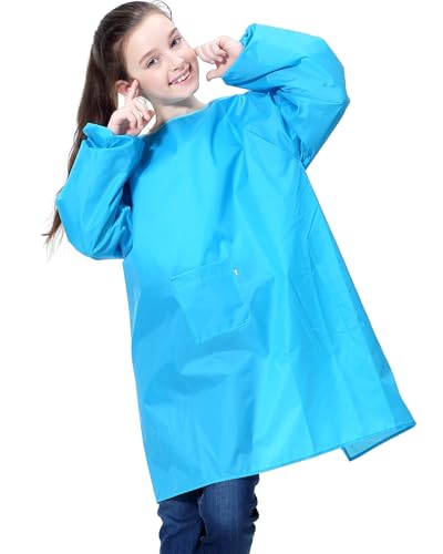 Kids Art Smock for Boys and Girls,Waterproof Painting Apron with Long Sleeves & Pockets,Kid Artist Smocks for School, Arts & Crafts,Easy to Clean,Age 8-14