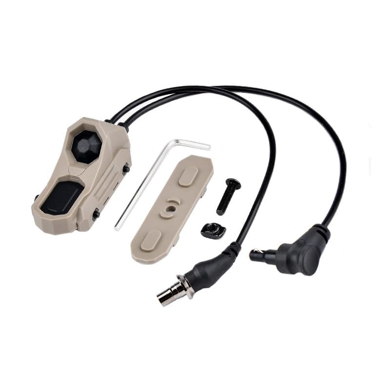 HATSEN Tactical Modular Dual Wire Button Remote Activation Pressure Switch?Compatible with M300/M600 PEQ15/A2 Etc Series Scout Troch Flashlight?for 20mm Rail and M&K System (SF+Crane Laser Plug DE)