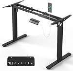 330 LBS Capacity Dual Motor Electric Standing Desk Frame, Height Adjustable Sit Stand up Computer Desk Leg for 39.4 to 70.8 Inch Desktop, Cable Tray, Anti-Collision, 2 Hooks, Black Frame Only