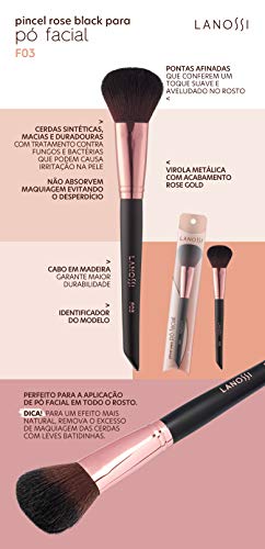 Lanossi Beauty & Care Pincel Para Pó Facial Rose Black Cor Preto/Rosé Metalizado