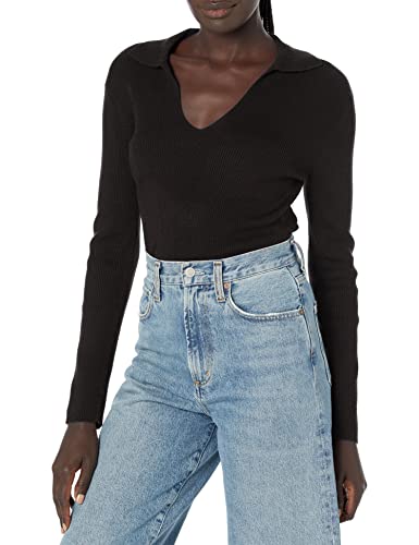 Image of Calvin Klein Women's Johnny Collar V Neck Lightweight Long Sleeve Comfortable Sweater