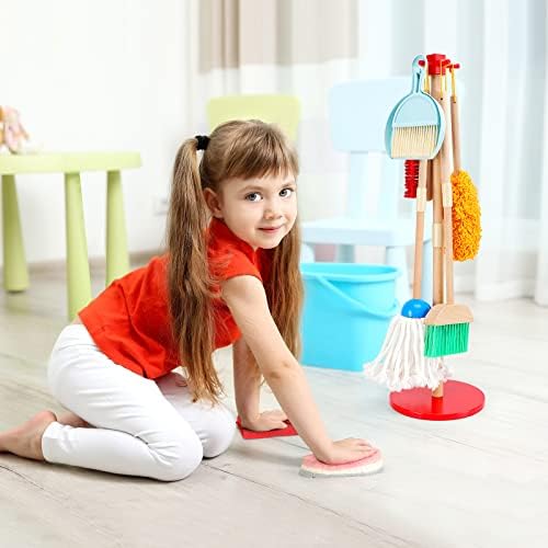 WHOHOLL Kids Cleaning Set, 9Pcs Wooden Toddler Cleaning Set for Pretend Play, Kids Broom Set for Toddlers Game, Interactive Kids Toys for Boys Girls Gifts, Realistic Toddler Toy Vacuum with Sponge 5 412ObRIXHOL. AC