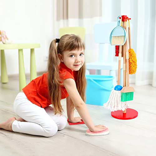 Whoholl Kid Cleaning Set, Wooden Toddler Broom Set For Housekeeping, 9 Pcs Kids Broom And Mop Set For Toddlers, Baby Cleaning Toys With Dustpan Sponge, Kid Broom Play Set For Boys And Girls #TOP4