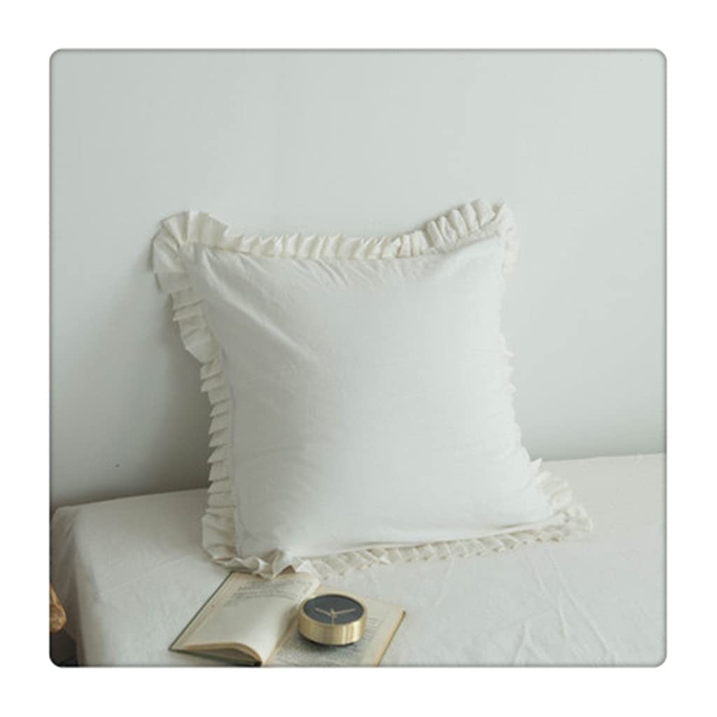 Taie d'oreiller en coton blanc avec dentelle et volants romantiques