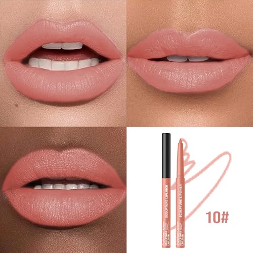 Image of K10 Hxssll 12 Colors Matte Lip Liner Pencil - Long Lasting Waterproof Lip Liner, Smudge Proof Transfer Proof Lip Pencil, High Pigment Lip Makeup for Defining & Filling Lips (10#, 1PCS)