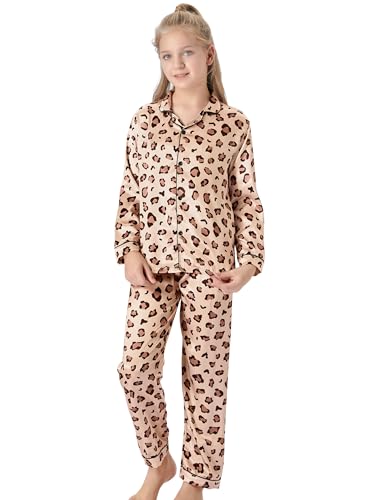 Topgal Satin Pajamas for Girls – Coat Style Unicorn Long Sleeve Silky Button Down PJ Set Size 6-164