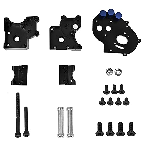 Globact Aluminum Transmission Case Gearbox with Aluminum Motor Plate and Arm Mounts Upgrade Parts for Traxxas Slash 2WD Rustler Stampede Bandit 1/10 RC Car (Replace of 3691)