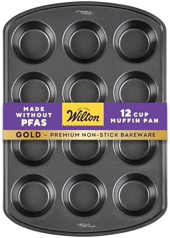 Wilton Gold Non-Stick 12 -Cup Muffin Pan, Stainless Steel Bakewar...