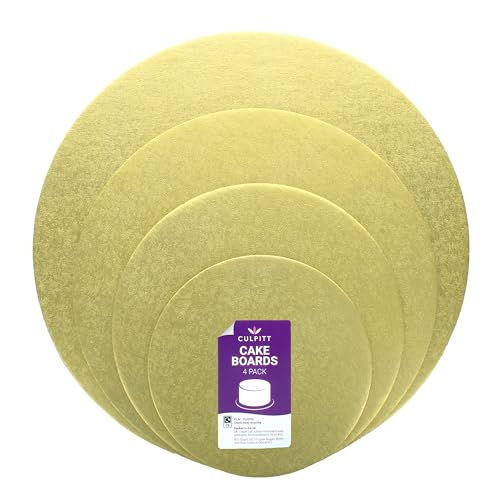 Culpitt Double Thickness Round Cake Cards 4 Board Multipack 6 8 10 12 Cut Edge Cards Gold Cake Boards 3mm Thick 4 Pack For Tiered Treats