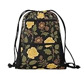 EtherSpher Bolsas deportivas resistentes al agua con diseño de flores, color negro, amarillo, rosa, marrón, para playa, piscina, gimnasio, bolsa de gimnasio con bolsillos de malla