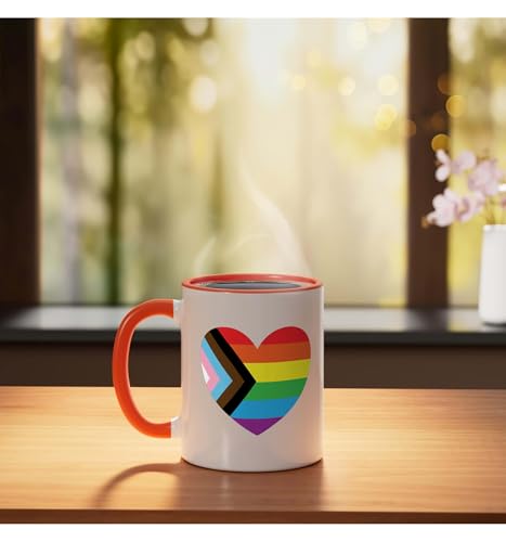 Taza Cerámica Diseño LGBTQ+ 11 Onzas Naranja/Blanco miniatura 3