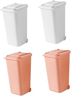 HEALLILY 4pcs Mini Trash Can Car Trash Bin Dining Room Table Decor Miniature Recycle Decorative Waste Can Mini Garbage Small Trash Can with Lid Waste Bucket Office Household Stationery Pp