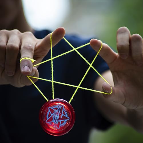 YoYo Factory Yoyo Schnur Set – 100 Stück Bunte JoJo-Schnüre – Für Alle Yoyos Geeignet – Extra Sichtbarkeit – Ersatzschnüre für Anfänger & Profis - Gelb