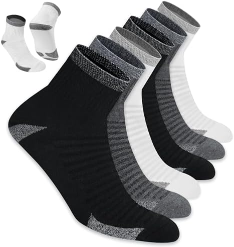 BLITZSOX 6 Paar Herren Sportsocken aus Baumwolle | Lauf- & Trainersocken | DRI-WIK Feuchtigkeitskontrolle | Gepolstertes Fußbett mit Fußgewölbe-Kompression | Verstärkte Ferse & Spi