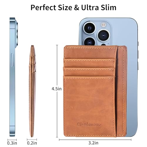Image of Chelmon Slim Wallet for Men, Minimalist Front Pocket RFID Blocking Credit Card Holder