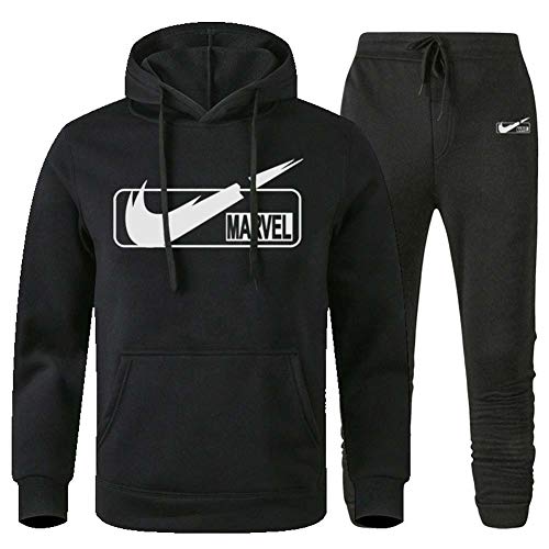 Men 2 Piece Tracksuit Set -Casual Athletic Sweatsuit Outfit Jogger Running Sport Set,Black,M