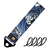 VCYOPN Racing Tow Strap, Vehicle Front Bumper Nylon Trailer Hook Belt Towing Strap, High Strength Traction Rope Exterior Decoration for Front or Rear Bumper, Car Accessories (Waves Blue)