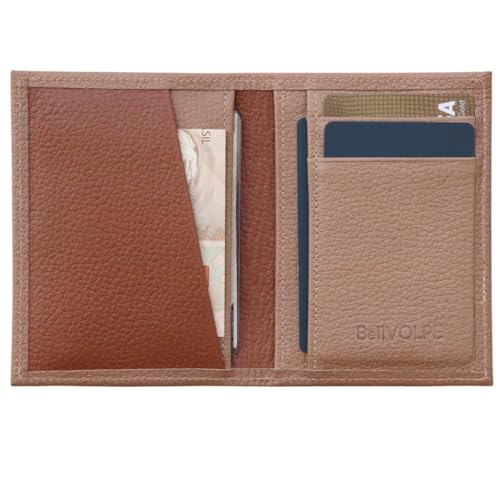 Carteira Feminina Slim Porta Cartões Couro Legítimo (Bege)