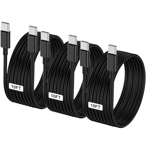 Image of LOFPYE 3-Pack Black 10FT 60W USB C to USB C Cable, Type C Fast Charging Cable for iPhone Air 17 16e 16 15 Pro Plus Pro Max,for Galaxy S25 /S24, for iPad Pro /Air /mini, for MacBook Pro /Air and More