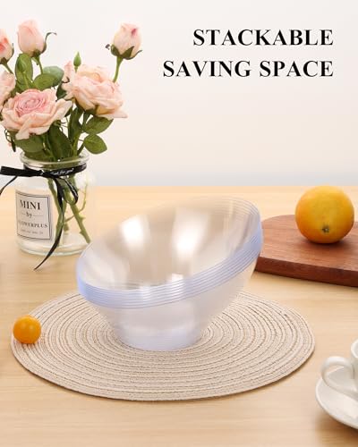 image for BESTSTAR 20OZ Plastic Clear Serving Bowls 8 Pack Angled Disposable Par