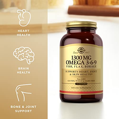 Solgar 1300 Mg Omega 3-6-9 - 120 Softgels, Pack Of 3 - Support For Heart, Joint & Skin Health - Non-Gmo, Gluten Free - 120 Total Servings #TOP1