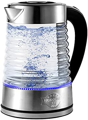 Podazz 2.2L Electric Kettle, Glass Kettle Led Kettles with Stainless Steel Inner Lid and Bottom, 2000 W 2.2L, Fast and Quiet Boil, Auto Shut-Off and Boil-Dry Protection, Cordless, Black, BPA Fre