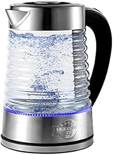 Podazz 2.2L Electric Kettle, Glass Kettle Led Kettles with Stainless Steel Inner Lid and Bottom, 2000 W 2.2L, Fast and Quiet Boil, Auto Shut-Off and Boil-Dry Protection, Cordless, Black, BPA Fre