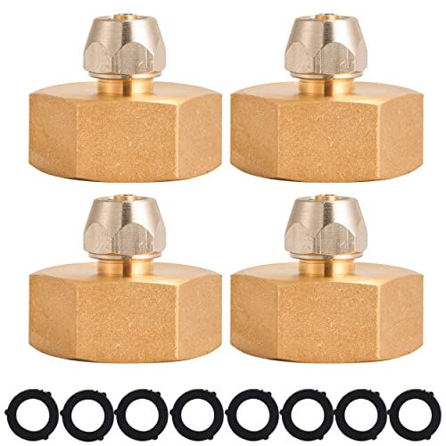 M MINGLE Garden Hose Adapter 3/4 Inch Female GHT to 1/4 Inch Irrigation Tubing Brass Faucet Connector with Extra 8 Washers