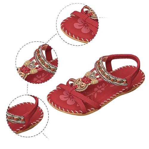 Feizikaw Sandals Women's Summer Elegant Toe Separator Comfortable Summer Shoes Flat Orthopaedic Sandals With Footbed Breathable Slingback Sandals For Beach Holidays Leisure (Dark Green, 6) - Image 3