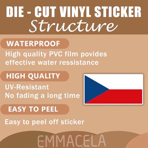 Image of (3PCS) Czechia Flag stickers, Countries Flag Stickers - Waterproof Vinyl Decals For Laptops, Tumblers, Water Bottles, Books, Scrapbooks, Size 3 x 1.5 Inch