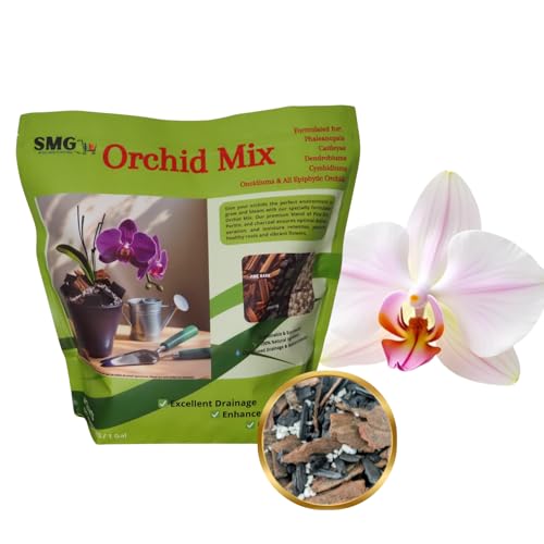 SMG Premium Orchid Potting Soil Mix – Professional Grade Handcrafted Blend with Pine Bark, Perlite for Orchids and Charcoal for Plants – 4QT All-Purpose Repotting Mix