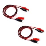 ワニ口クリップ両端付テストリード線 2本入 電気コネクタ テストリード 絶縁テストリード 回路接続 実験用(100 cm）