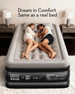 OhGeni 20" Full Air Mattress with Built in Pump, Blow up Mattresses, Colchones Inflables Airbed for Guests, Ideal for Elder People Home Use, Knee-Friendly Design, 600LBS