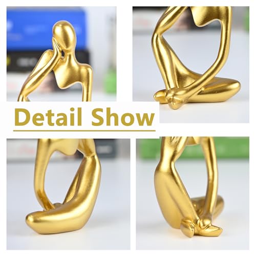 BOPART Gold Thinker Statue Home Decor, Resin Abstract Thinker Sculpture Figurines Shelf Decor Accents for Living Room, Office, Bookshelf, Desktop - Image 4