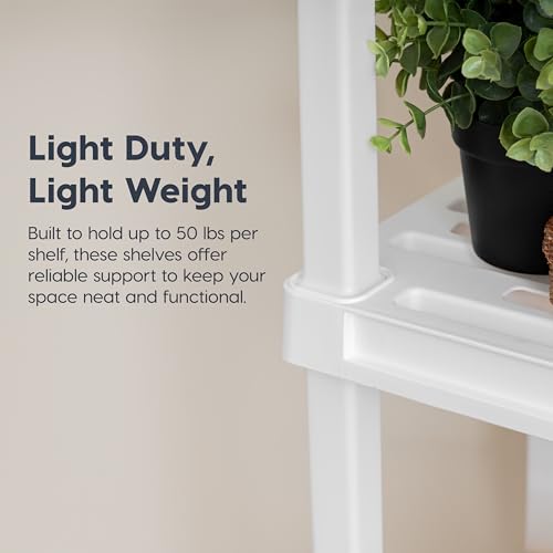 Image of IRIS USA 3-Shelf Light Duty Plastic Storage Shelves, 150lb Capacity, 33 inch H x 24 inch W x 12 inch D, Medium Modular Shelving Unit Storage Organizer for Bathroom, Laundry, Garage & Home, Storage Rack - White