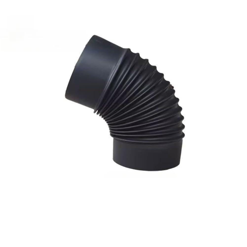 Tubo a gomito da 45 gradi per canna fumaria camino, 150 mm, nero, acciaio inossidabile