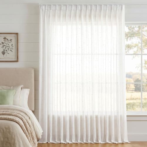 Deconovo Transparente Gardinen Leinen Kräuselband Vorhang Offwhite Leinenoptik – Ansicht 5