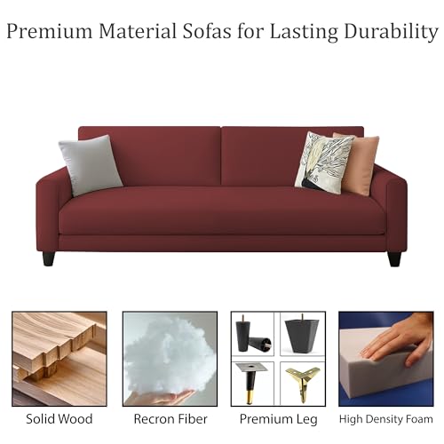 Image of Kathleen 3 Seater Sofa Set for Living Room - Foldable Convertible Couch Furniture for Home, Office or Guest Use, Modern Designer Stylish Comfortable (Maroon)