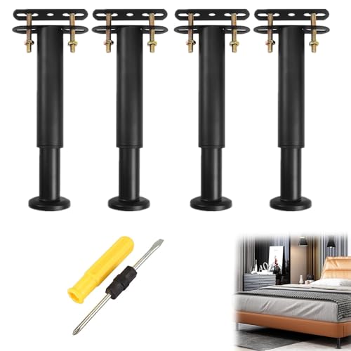 【Gambe di supporto del letto regolabili in altezza】L'altezza di queste gambe del letto può essere regolata tramite la base girevole per selezionare l'altezza giusta per pavimenti irregolari. Il più corto è 18 cm e il più lungo può essere regolato a 31 cm (Nota: per la stabilità strutturale, si sconsiglia di regolare le gambe del telaio del letto all'altezza massima.)