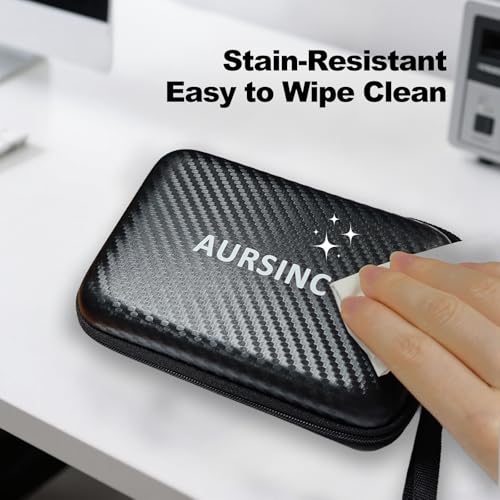 AURSINC 4 Inch Hard EVA Protective Case - Waterproof Shockproof Storage Bag with Carry Strap, Foam Divider, Secure Fit for for NanoVNA H4 Vector Network Analyzer and TinySA Ultra Spectrum Analyzer