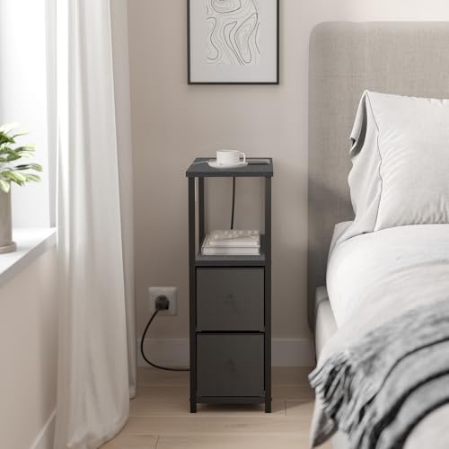 TUTOTAK Narrow End Table, Skinny Side Table with Charging Station by TUTOTAK - Used condition - Image 4