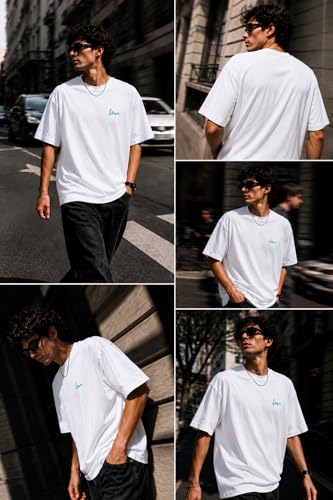 Image of Oversized T-Shirt for Men and Women, Black, White, and Charcoal Grey Colour, Cotton, Drop Shoulder Baggy Fit