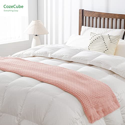 Cozecube Boho Throw Blanket For Couch, Summer Throw Blanket, Basket Weave Waffle Throw Blanket, Farmhouse Lightweight Throw Blanket With Fringe, Blush Pink, 50'' X 60'' #TOP5