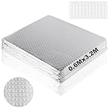 Dshunnc 3.2 m x 60 cm Heizkörper Reflexionsfolie Heizung, 3mm Dicke Isolierfolie Dämmfolie Doppelseitige Alu Luftpolsterfolie, Thermofolie mit Klebepads für Fahrzeuge, Dächer, Fenster, Rohre usw