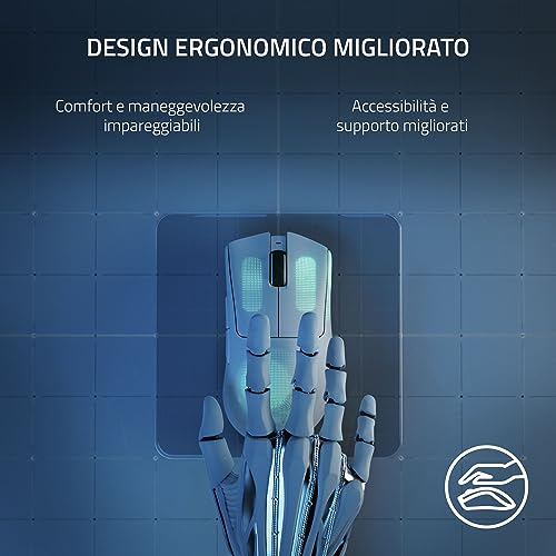 DeathAdder V3 Pro - Mouse leggero per E-Sport Ergonomico Wireless (Design Leggero da 63 grammi, Sensore Ottico Focus Pro 30K, Interruttori del Mouse Gen-3, Wireless HyperSpeed) Bianco - Mouse gaming - Immagine 4