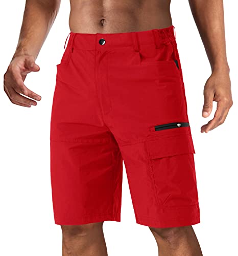 Crysully Shorts For Men Hiking Quick Dry Lightweight Shorts Relaxed Fit Jogging Shorts Red #TOP5