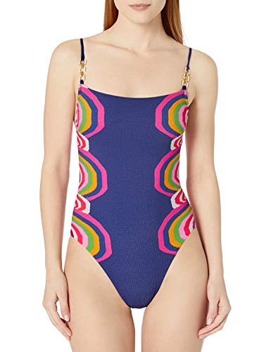 Trina Turk Women's High-Leg Maillot One Piece Swimsuit, Ultramarine//Rainbow Swirl, 4