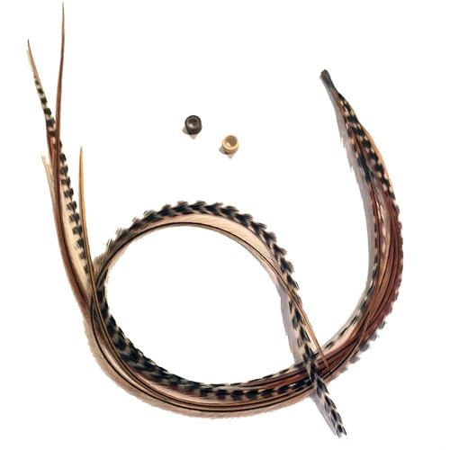 Feather Hair Extensions Grizzly/Ginger Bonded Set of 5