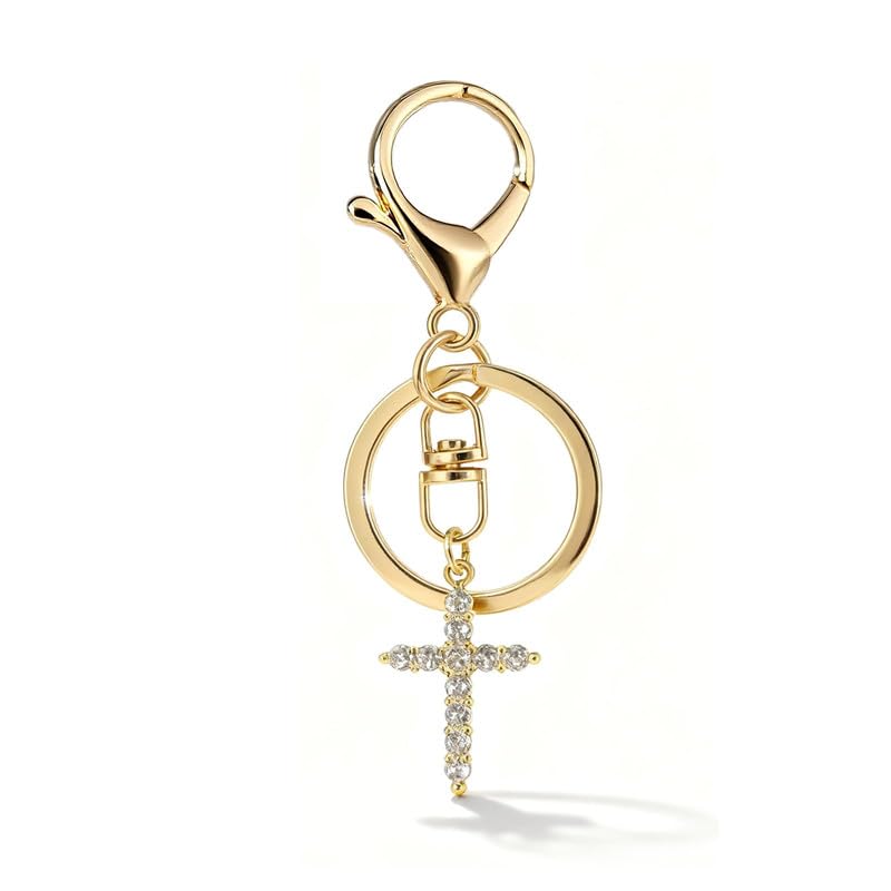 Gold Cross Keychain for Women Jesus Keychain Catholic Christian God Keychain Rigious for Men Women Faith Accessories Spiritual Gift Inspirational Key